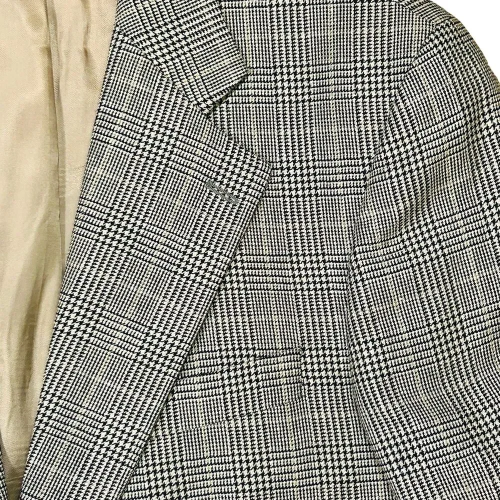 Vintage Chaps Ralph Lauren Sport Coat Men’s 42 T Wool Silk Glen Plaid Check
